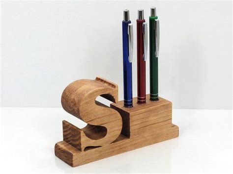 Wood Shop Projects, Small Wood Projects, Wooden Desk, Wooden Letters, Pencil Holder, Pen Holders ...