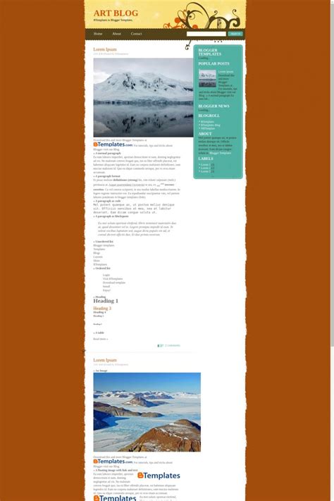 Art Blog Blogger Template - BTemplates