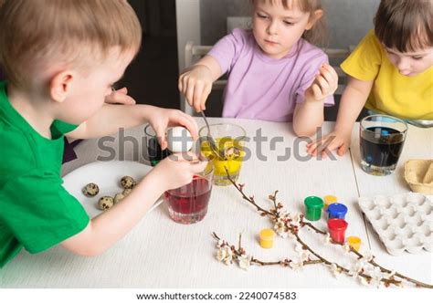 Children Color Eggs Food Coloring Getting Stock Photo 2240074583 ...