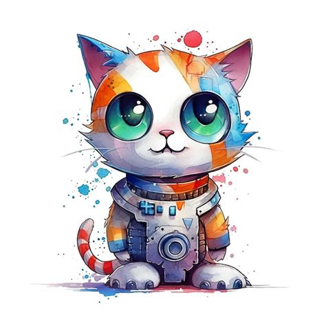 Premium Photo | A drawing of a cat wearing a space suit generative ai image