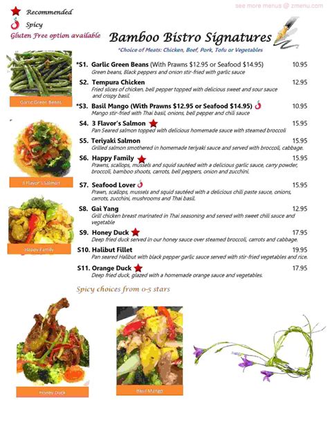 Menu at Bamboo Bistro restaurant, Anacortes, Commercial Ave