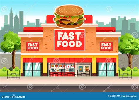 Fast Food Restaurant stock vector. Illustration of cartoon - 83897229