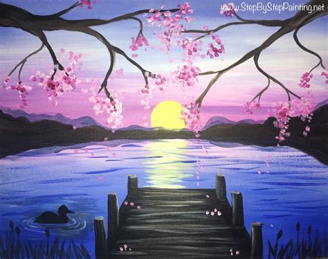 Sunset Beginner Landscape Painting Ideas - bmp-woot