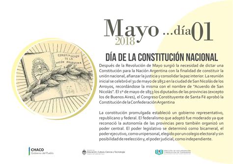 DIRECCIÓN DE DOCUMENTACIÓN Y PRODUCCIÓN DE CONTENIDOS: 01 DE MAYO. DÍA DE LA CONSTITUCIÓN NACIONAL