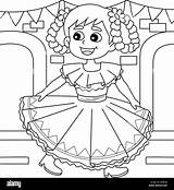 Cinco De Mayo Mexican Girl Coloring Page For Kids Stock Vector Image  sketch template