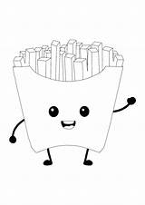 Kawaii French Fries Coloring Pages  2 Free Food Sheets sketch template