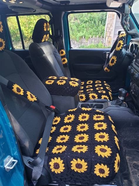 Sunflower Crochet Car Decoration Set - Etsy Australia