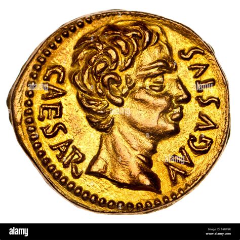 Gold Roman Coin (replica) Caesar Augustus Stock Photo - Alamy