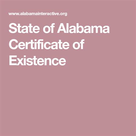 State of Alabama Certificate of Existence | Certificate, Alabama ...