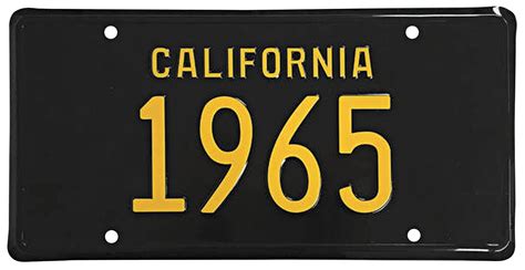 License Plate, Classic Replica, 1965-69 GM Brands, California, Black @ OPGI.com