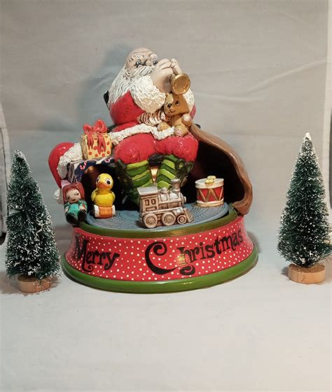 Santa Animated Music Box Handmade, Ceramic, 1985, Christmas Decoration ...