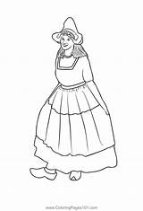 Traditional Dutch Costume Coloring Page For Kids  Free Netherlands sketch template