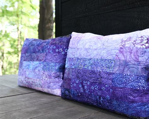 Quilted Pillow Shams Set of Two Purple Modern Patchwork Standard, King Size, or Euro Pillow ...