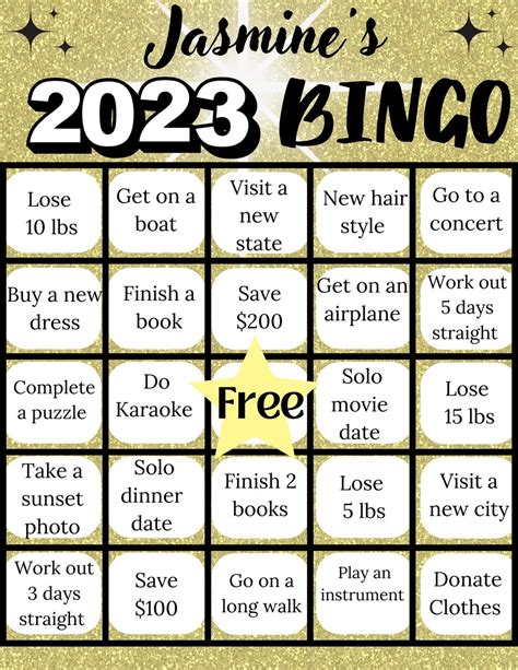 2023 New Years BINGO Editable Goals - Etsy