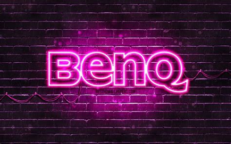 Download wallpapers Benq purple logo, 4k, purple brickwall, Benq logo ...