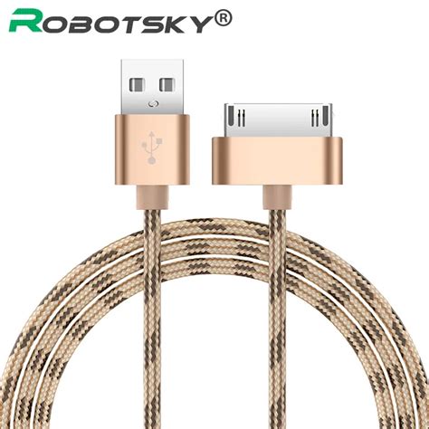 For iphone 4 USB Charger Cable 30 pin 2.4A Braided Nylon Premium USB ...