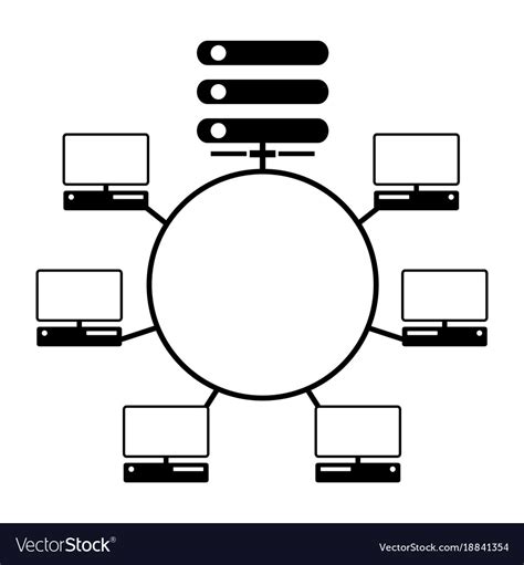 Computer network diagram icon Royalty Free Vector Image