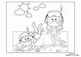 Boy And Girl diving  Coloring Pages For Kids sketch template