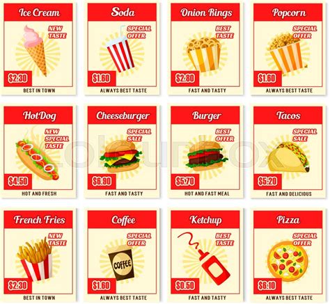 Fast food restaurant menu price cards ... | Stock vector | Colourbox