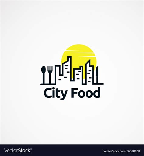 City food logo designs concept with sun icon Vector Image