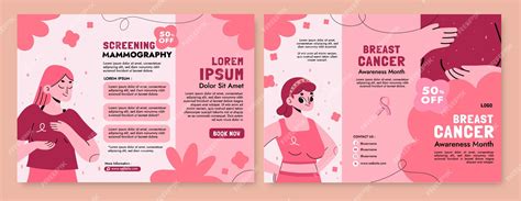 Free Vector | Flat breast cancer awareness month brochure template