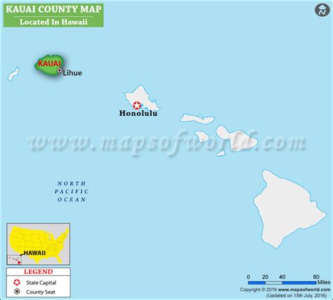 Kauai County Map, Hawaii