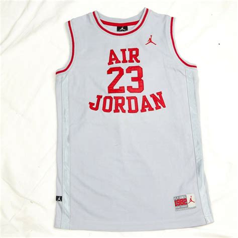 Air Jordan 23 Jumpman Basketball Jersey Wolf Grey Red Big Boys Large ...