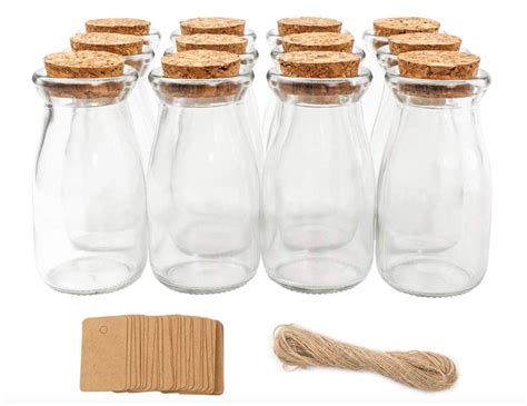 Small Glass Favor Jars Milk Glass Bottles Cork Lids Party Favors ...