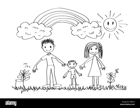 kids drawing happy family picture Stock Vector Image & Art - Alamy