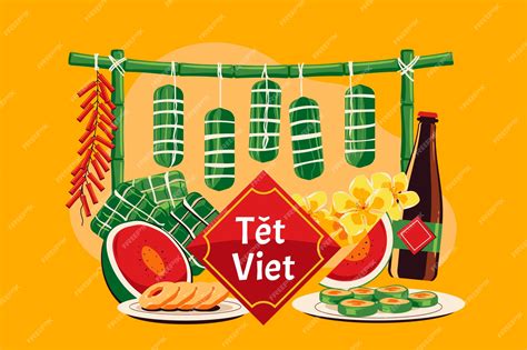 Premium Vector | Vietnamese new year concept. tet viet mean lunar new ...