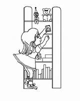 Little Girl Putting Book On Bookshelf Coloring Pages  Best Place To Color sketch template