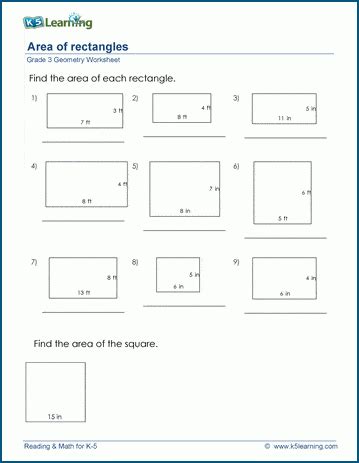 Area Of Rectangle Worksheets