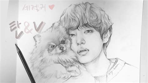 인물 스케치 (Portrait Sketch) -drawing BTS V | Semi realistic style - YouTube