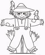Fall Scarecrow Clip Art Black White Sketch Coloring Page sketch template