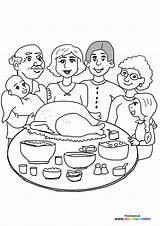 Thanksgiving Family dinner  Coloring Pages For Kids sketch template