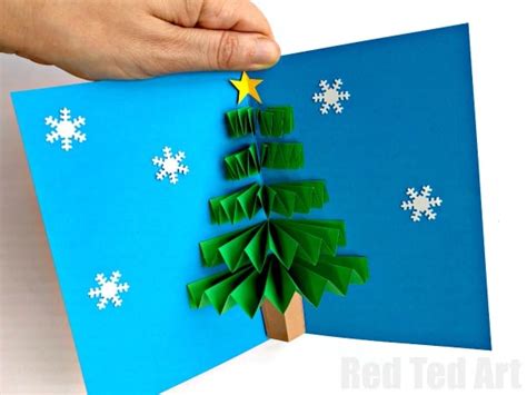 How to Make a 3D Christmas Card Pop Up DIY - Red Ted Art