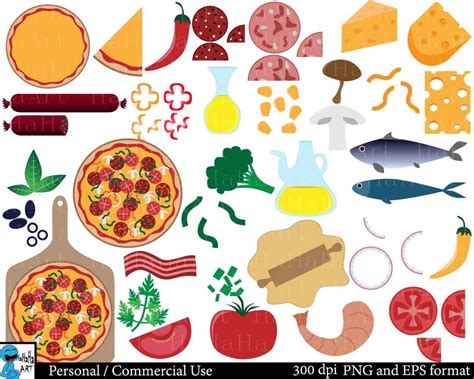 Pizza Set Clipart Digital-Clip-Art-Grafik, persönliche, gewerbliche Nutzung 49 PNG-Bilder 00007 ...