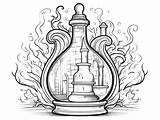 Potion Bottle Coloring  Page sketch template