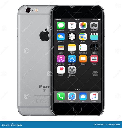 Space Gray Apple IPhone 6s Front View with IOS 9 on the Screen ...