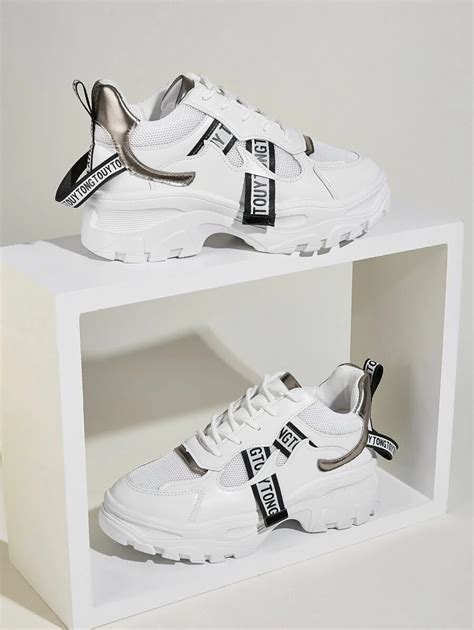 Lace-up Front Chunky Sole Trainers | SHEIN USA Latest Sneakers, Sneakers Fashion, Fashion Shoes ...