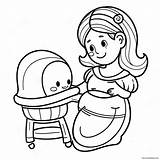 Cute Pregnant Woman With Baby Bump Coloring Page 30135 23828 sketch template
