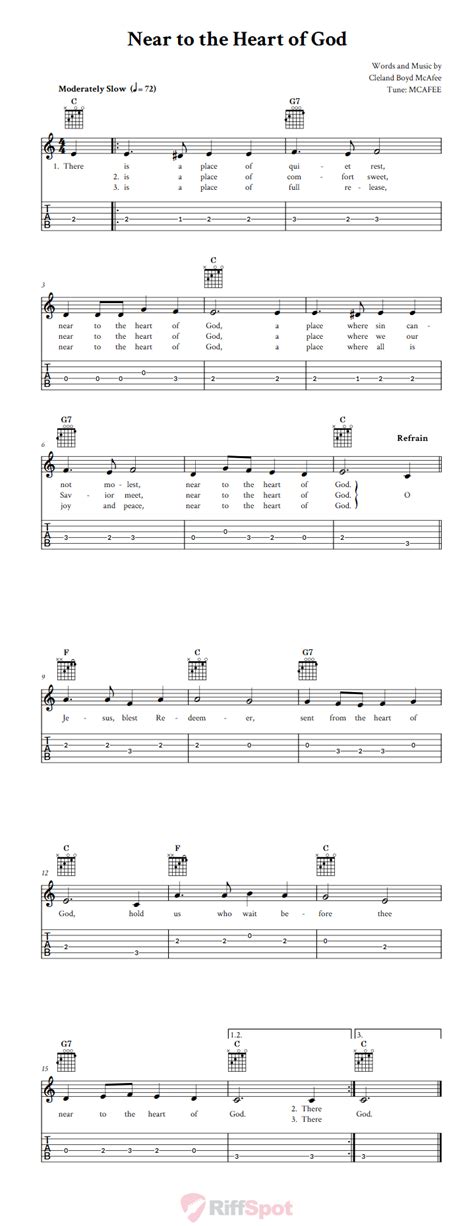 Near to the Heart of God - Easy Guitar Sheet Music and Tab with Chords and Lyrics