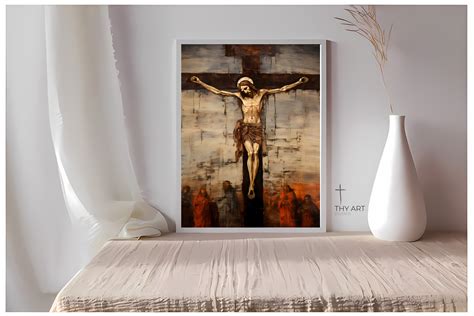 Crucifixion of Jesus Painting, Early Christian Art Style, Crucifixion ...