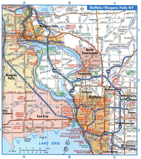 Buffalo city interstate highway map road free toll I90, I190, I290 ...