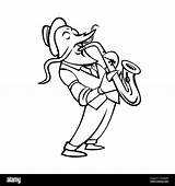 Saxophone Player Coloring Page sketch template