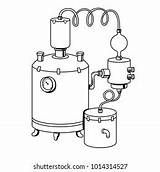 Alcohol Distilling Machine Coloring Vector Illustration Stock  sketch template