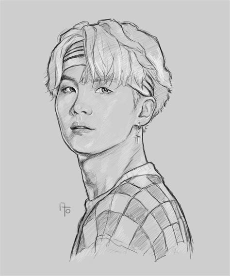 suga drawing | Kpop drawings, Bts drawings, Sketches