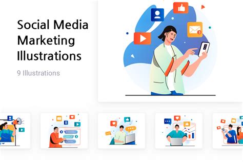 Premium Social Media Marketing Illustration pack from People Illustrations