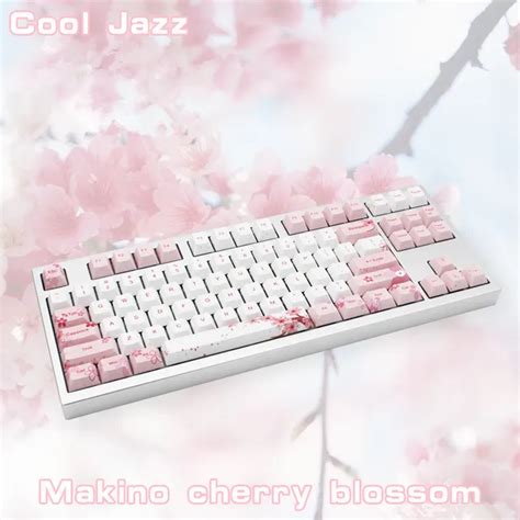 Cherry blossom 126 Keys Full Set Mechanical Keyboard Keycap PBT Five Face Dye Sublimation ...