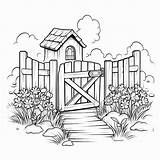Premium Photo  Gate Black drawings Cute Flat coloring Book Kawaii Line Art sketch template